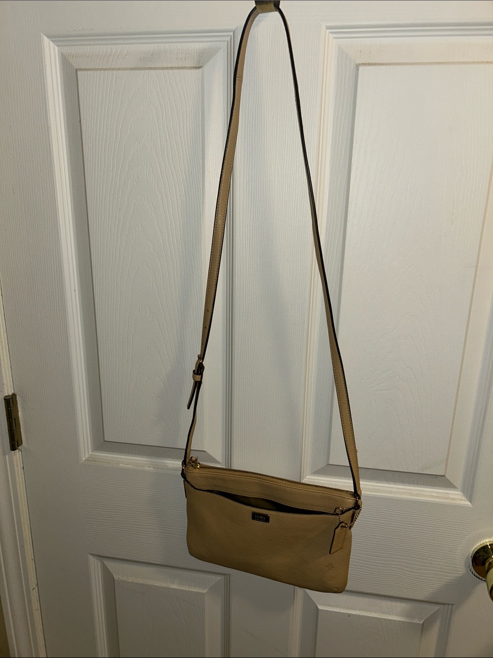 Coach Pebbled Leather Crossbody in Taupe with Charm - Picture 7 of 16